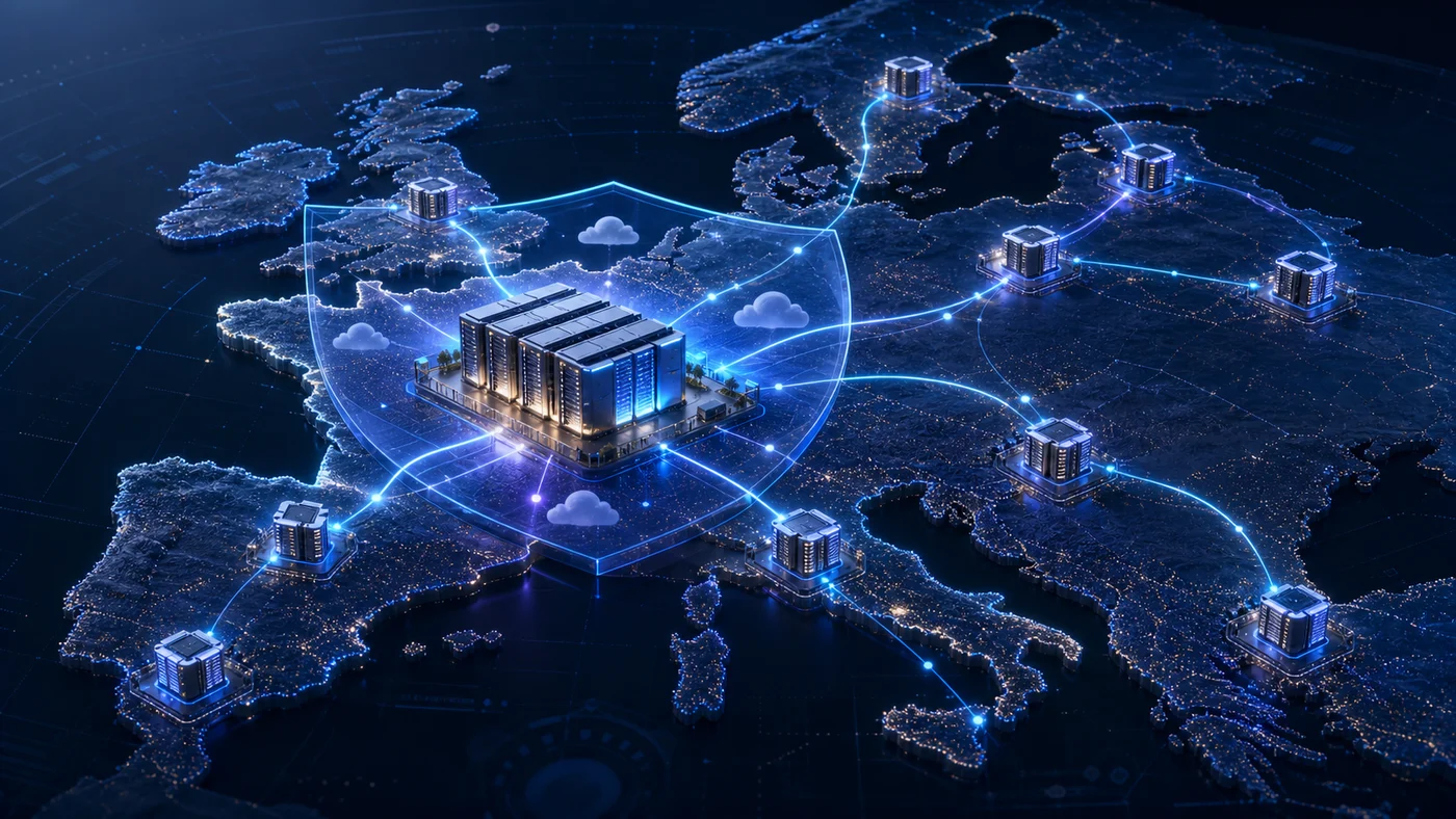 Distributed data centres connected across Europe with a protected regional cloud centred on France